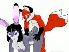 In this cartoon animation, a horny fox joyfully jams his thick cock deep inside a sultry bunny.